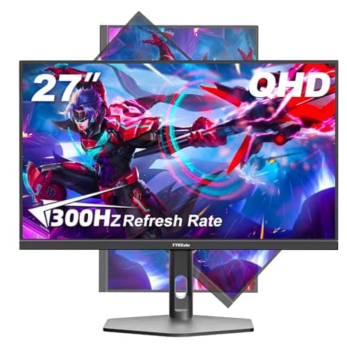 FYHXele 27 inch Gaming Monitor 300Hz, QHD 1440P, 0.8ms Frameless, Ultra Slim Computer Monitor, Height/Pivot/Swivel/Tilt Adjustable Vertical Monitor, Support FreeSync, VESA, DP*2, HDMI*2