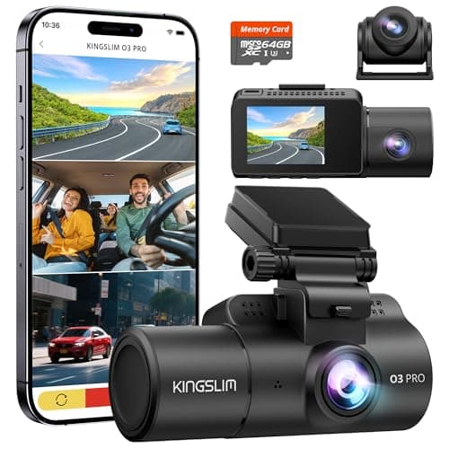 Dash Cam Front and Rear Inside, 3-Channel 2.5K FHD Dash Camera for Cars with 2" Screen, Wireless Dashcam with 5GHz WiFi, 64GB Card, Car Camera Front and Back, Auto IR Night Vision, HDR, G-Sensor
