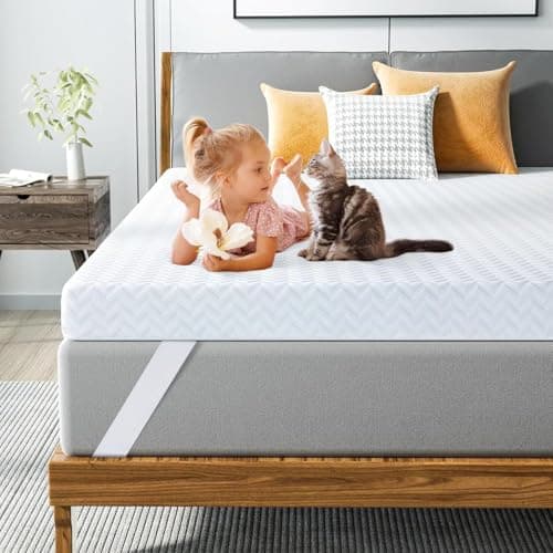 Maxzzz Memory Foam Mattress Topper Twin, 2 Inch Gel Twin Size Memory Topper for Hot Sleeper & Back Pain Relief, High Density Memory Bed Topper with Cover, Certipur-Us Certified