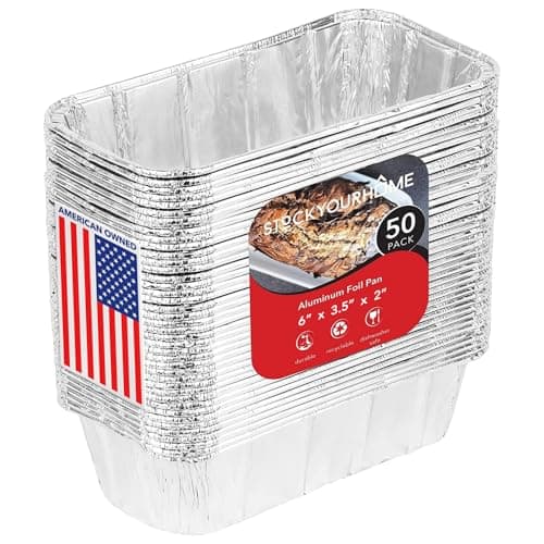 Stock Your Home Aluminum Pans Mini Loaf Pans (50 Pack) 1 Lb Aluminum Foil Tin Pans, Small Loaf Pans – 1 Pound Disposable Baking Pans Perfect for Baking Cakes, Bread Loaves - 6 x 3.5 x 2