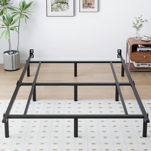 Mashomdec Full Metal Bed Frame, 7 Inch Low Heavy Duty Platform Bed Frames Full Size for Box Spring and Mattress, Easy Assembly, Noise-Free, Adjustable, Black