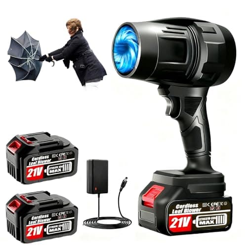 Cordless Leaf Blower with 2 x 4.0Ah Battery and Charger, 600,000 RPM Turbo Air Jet Blower, Lightweight Handheld Blower with Adjustable Speed for Patio Cleaning, Lawn Care, Car, Blowing Leaves and Dust