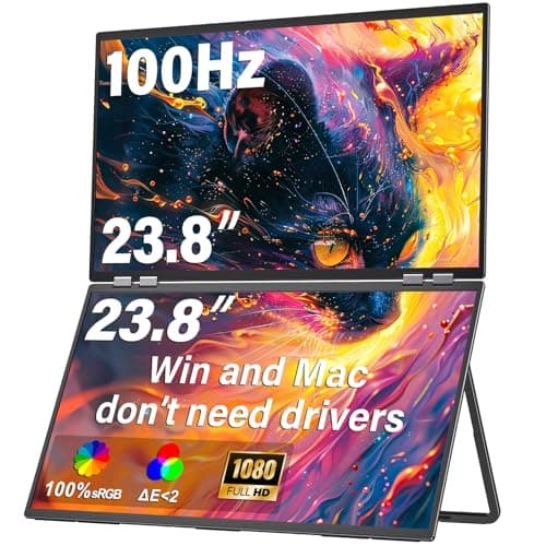 InnoView 23.8" FHD Dual Portable Monitor 1920x1080P 100% sRGB - Foldable & Stackable Design with 315° Screen Adjustment & 180° Stand | USB-C/HDMI, Dual Monitor for Laptop, Mac, Windows