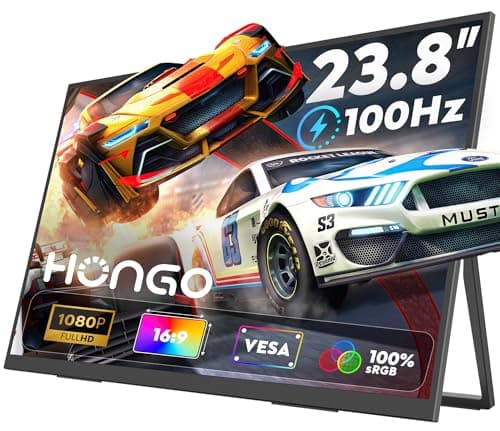 HONGO 23.8" Portable Monitor for Laptop 100HZ-Portable Screen 100% SRGB IPS for Gaming & Work USB-C HDMI Second Monitor Portable with 180°Adjustable Stand for Laptop Mac Window PS5