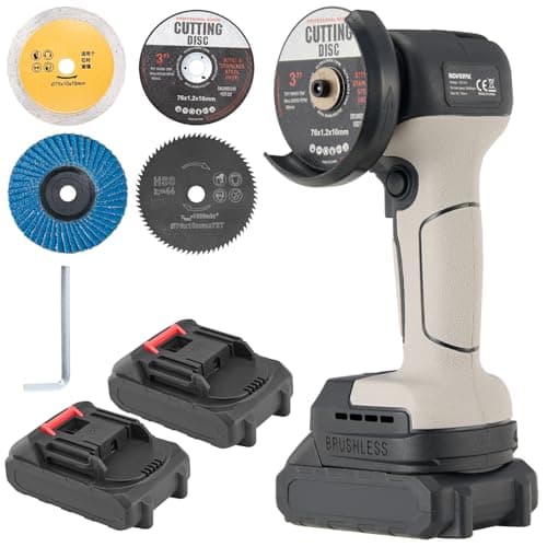 Brushless Angle Grinder, Cordless Mini Angle Grinder Brushed with 2pcs 16.8V 2000mAh Battery 5-Cutting Discs, Power Angle Grinder for Wood Metal Stone Concrete
