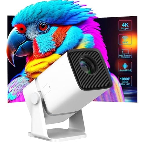 Mini Projector 2025 Upgraded Projector with WiFi and Bluetooth, Native 1080P, 180° Rotation Stand Smart Projector, 150" Portable Projector with Android TV 13, 2.4G/5G, Auto Keyston Outdoor/Home Movie