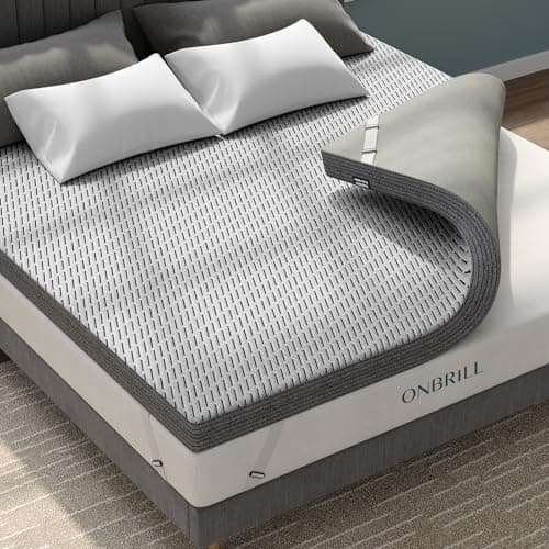 4 Inch Gel Bamboo Charcoal Memory Foam Mattress Topper with Removable Soft Cover, Twin Size, Dual Layer Foam Bed Topper for Back Pain, Pressure Relief, Soft Firmness - CertiPUR-US Certified