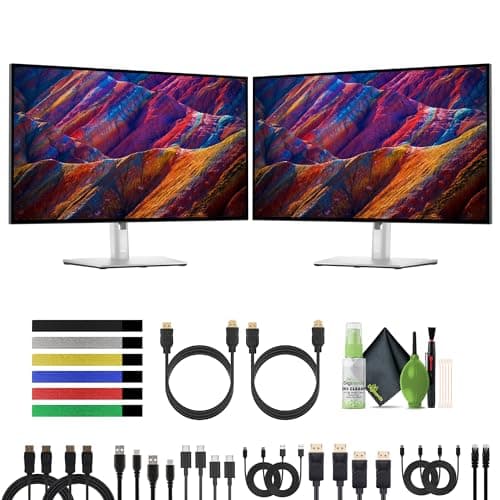 Dell UltraSharp U2723QE 27" UHD HDR IPS WLED LCD 4K Monitor, 3840 x 2160 at 60 Hz with DisplayPort, HDMI USB-C Docking Hub, 2X Computer Monitors Bundle with Cleaning Kit and More