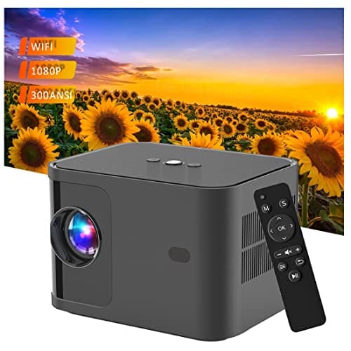 WiFi Projector Laptop Outdoor Projector PC Native 1080P 300ANSI 30’’-150’’ Picture Mini Portable Projector ElectricFocus Compatible with Android,iOS, TV Stick,iPhone ,PS5,PC,Laptop,Tablet -H89