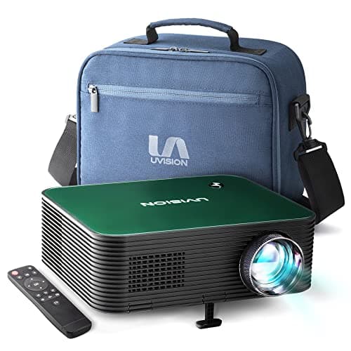 UVISION X1 Native 1080P Wireless Projector w/ Carry Case, Portable, Keystone Correction, Mounted & Dual Speaker,Outdoor, Home & Office Projector | Works With Roku/TV Stick/Laptop/Phone/Tablets/Ps5