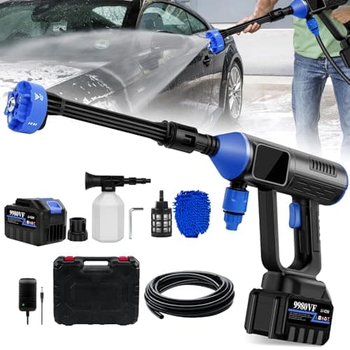 Klrswp Cordless Power Washer Portable, 800 PSI High Pressure Washer Gun,15000mAh Battery Operated Power Washer with 6-in-1 Adjustable Nozzle, Handheld Pressure Washer for Car, Home& Patio Cleaning