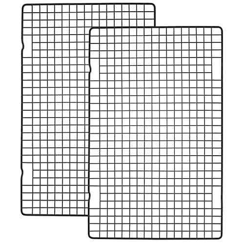 Tebery 2 Pack Black Heavy Duty Wire Cooking Rack Baking Racks, 16" x 10" Nonstick Baking & Cooling Grid for Roasting, Cooking, Grilling, Drying
