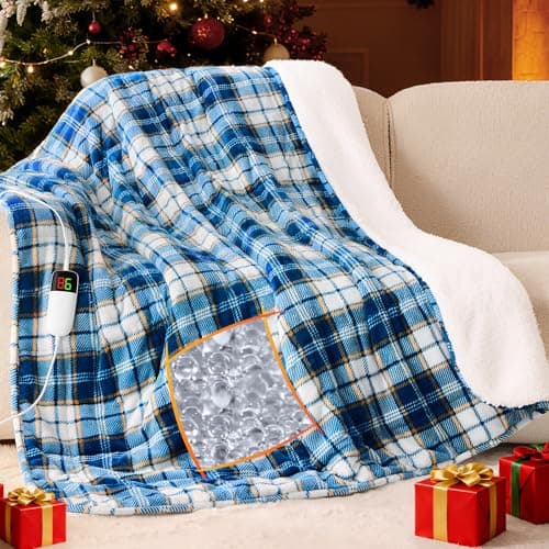 Heated Weighted Blanket for Adults Throw/Twin Size 13Lbs, 50"x60", 2-in-1 Electric Heating Pad Lap Heavy Blanket for 120-140lbs, 10 Heat Level 1-8H Auto-Off, Christmas Birthday Gifts for Women Mom Men