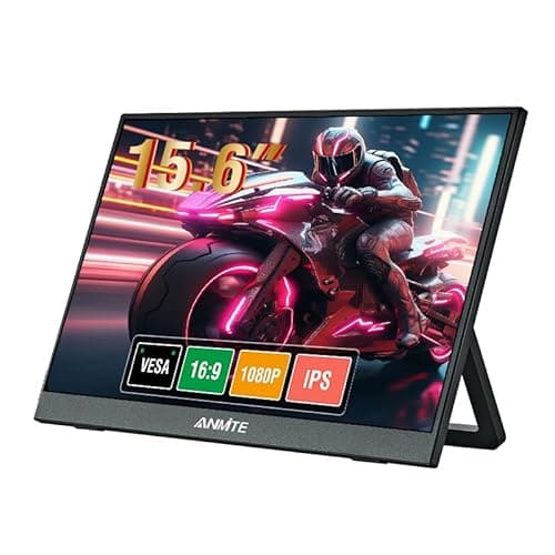 Anmite 15.6-inch Portable Monitor, IPS Screen, FHD 1080P, USB-C/HDMI External Monitor with Built-in Speakers, Compatible with Laptops, Phones, PS5, Xbox, Switch