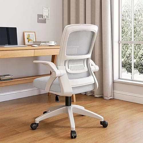 WXJHL Home Office Chair Ergonomic Breathable Mesh Chair High Back with Adjustable Height Swivel with Flip-Up Arms and Lumbar Support
