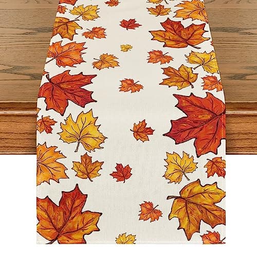 Artoid Mode Maple Leaves Fall Table Runner, Seasonal Autumn Thanksgiving Kitchen Dining Table Decoration for Home Party Decor 13x72 Inch