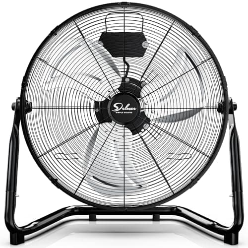 Simple Deluxe Comfort Zone Cradle Floor Fan, 12 Inch 3-Speed High Velocity, 230 Degree Adjustable Tilt, All-Metal, Carry Handle, Rubber Feet,Ideal for Home, Bedroom & Office, Black