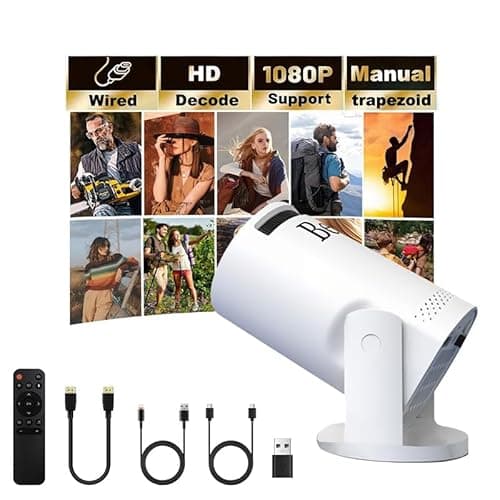 Mini projector, with wired screen sync 4K 1080P portable projector 180° rotation. 17-130" screen video projector. Compatible with smartphones, laptops, PC.(Q5 No WiFi or Bluetooth)